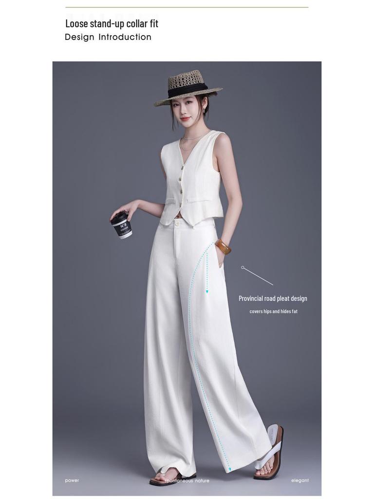 Women's High-Waisted Wide-Leg Pants: 2026 Spring/Summer Fashion Temperament Slimming Drape Straight Suit Pants