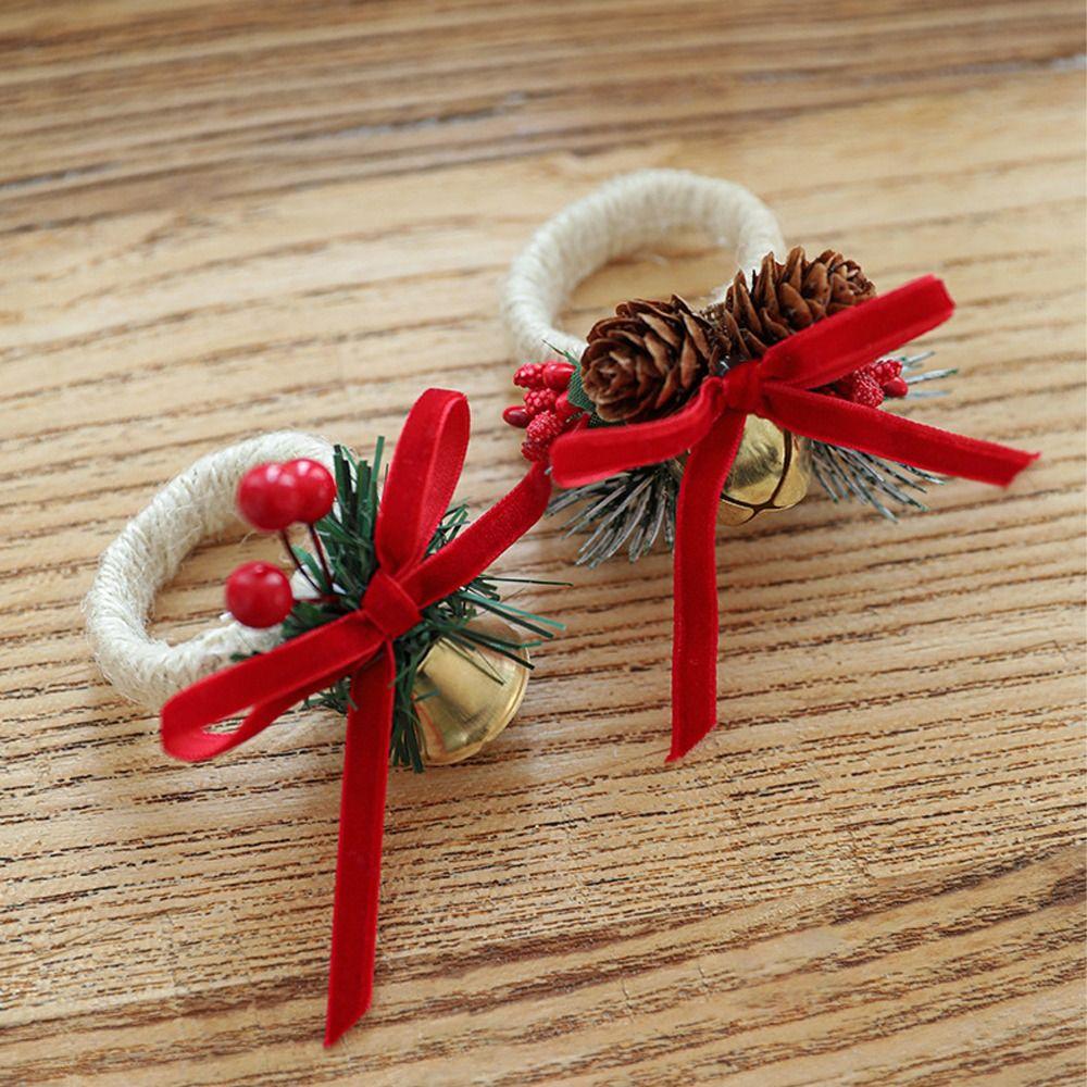 with Red Fruit Pinecone Christmas Bell Napkin Ring  Wedding Party Supplies