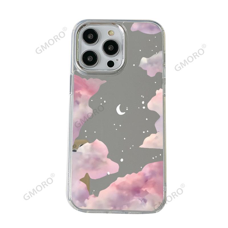 Pink Cloud Apple Mirror Mobile Phone Case 15promax for 17pro Mobile Phone Case Air Gentle