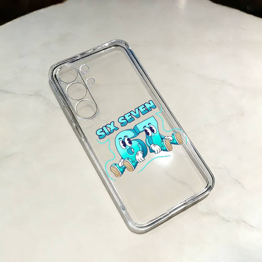

Steal A Brainrot Six Seven Clear Hard Phone Case For Samsung S25,24,23,22,30,21,10,9,Ultra,Plus,Lite Transparent Cover Samsung S22ULTRA5G