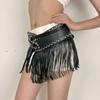 Black Skirt Decoration Punk Style Pu Tassel Waistbands Trendy Rrivet Belt  Female/Girls