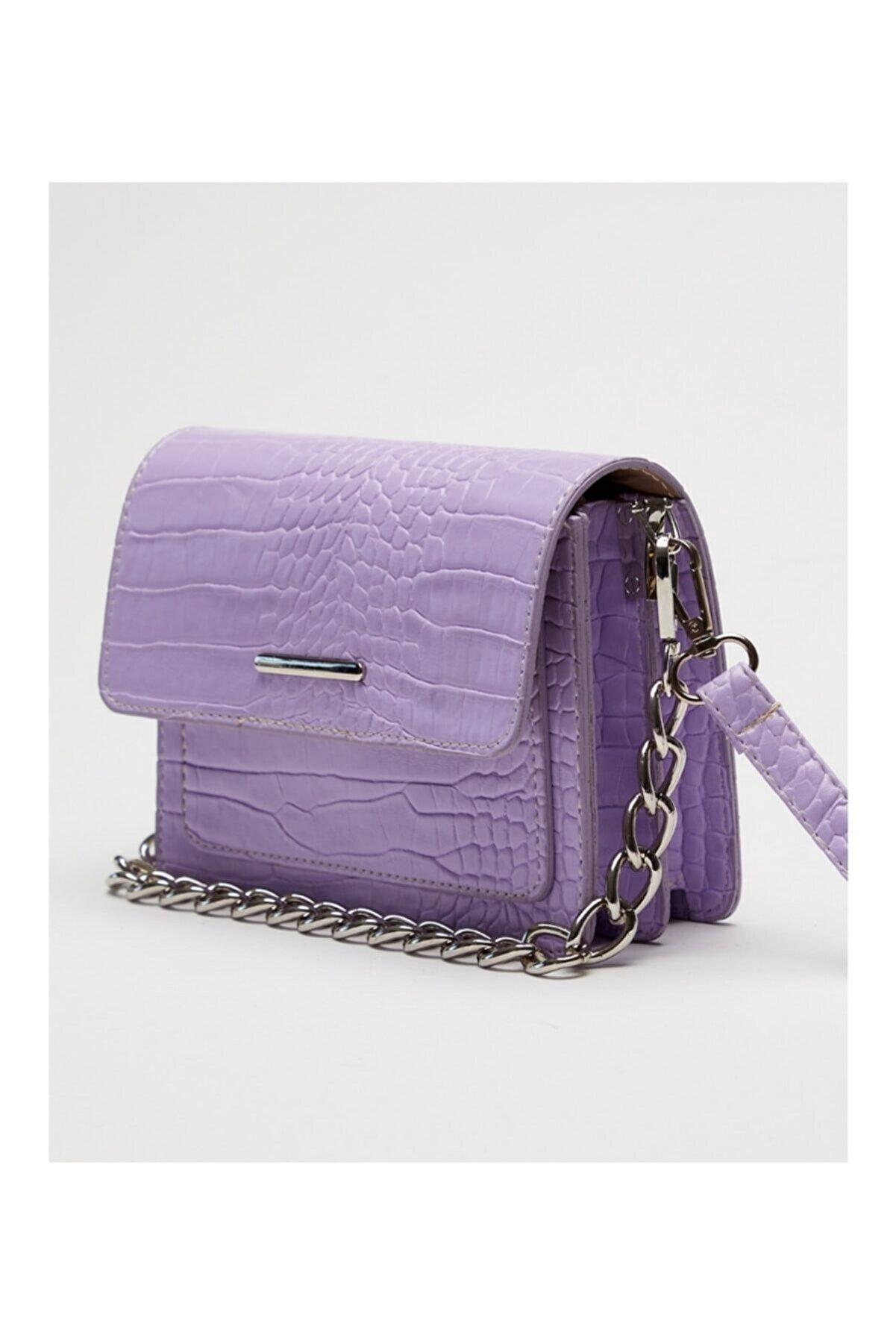 

Модная женская сумка через плечо премиум-класса сиреневого цвета с крокодиловым узором