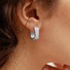 Stainless Steel Gold Silver Color Square Hoop Earrings for Women Luxury Shiny CZ Zircon Geometric Earrings Wedding Jewelry