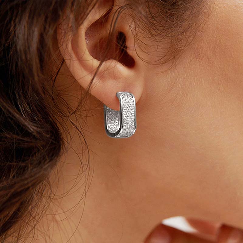Stainless Steel Gold Silver Color Square Hoop Earrings for Women Luxury Shiny CZ Zircon Geometric Earrings Wedding Jewelry