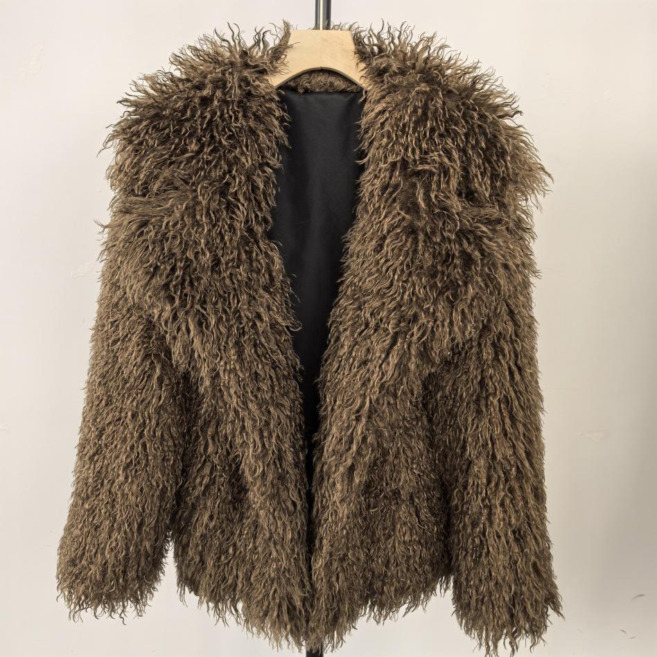 Winter Faux Fur Imitation Tan Sheepskin Short Coat
