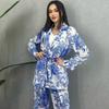 Women's European & American Digital Print Two-Piece Set: Long-Sleeved, Loose Tie-Up Fashion for Spring/Summer