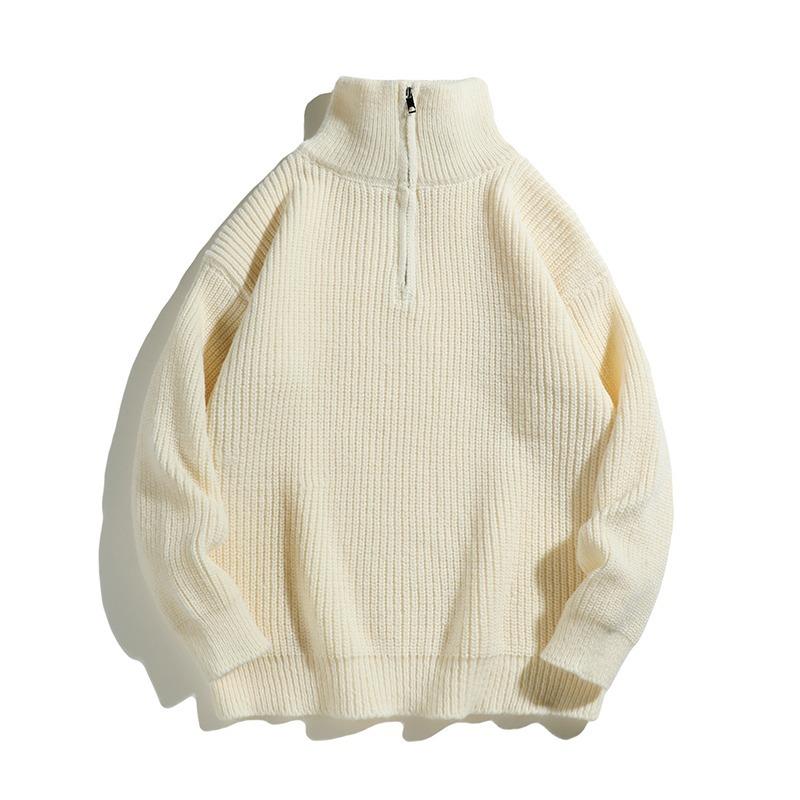 

Half-zipper Turtleneck Sweater Men s Lazy Autumn and Winter High-end Trendy Brand Bottoming Knitted Sweater Loose Inside with Clothes M абрикосовый