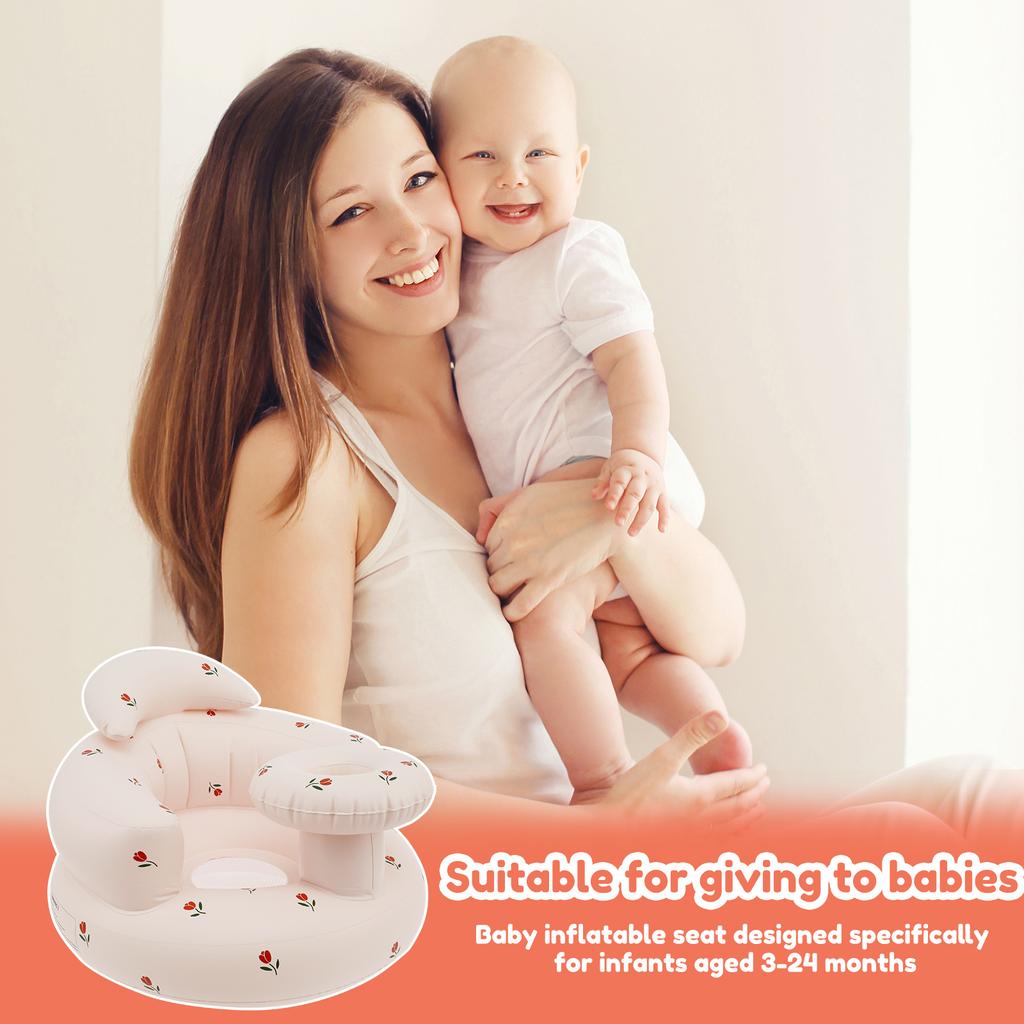 Inflatable Baby Seat Breathable Inflatable Baby Chair Portable Blow Up Infant Chair Safe Infant Floor Seat for Baby 3-24 Months