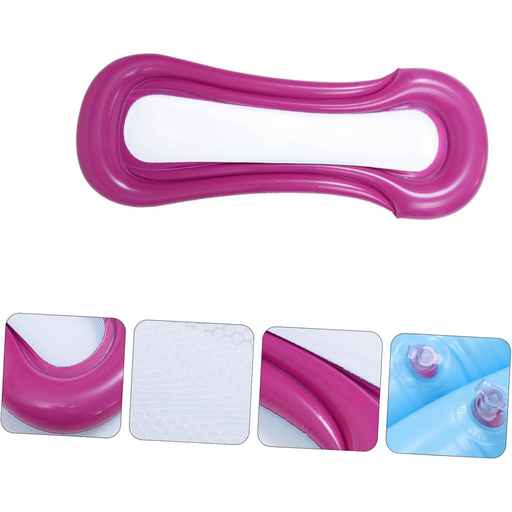 Red Float Bed with Net Swimming Floating Mat Aerated Pool Pad Easy to Carry Relaxation beach vacation essentials pool toys