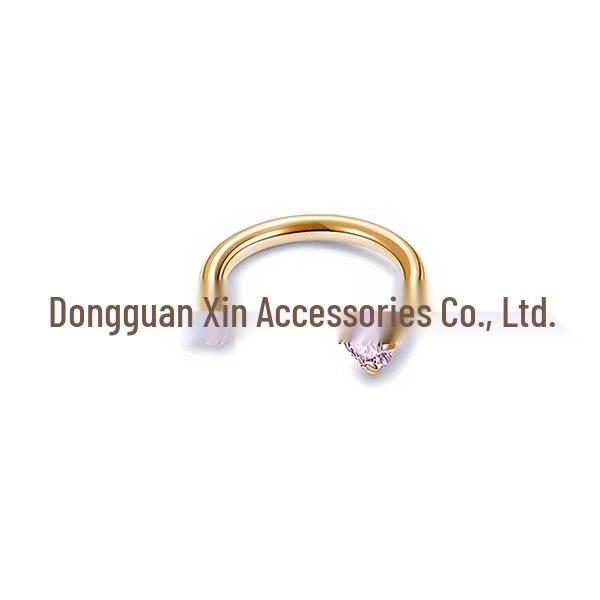 Stainless Steel U-Shaped Nose Ring with Double Zirconia