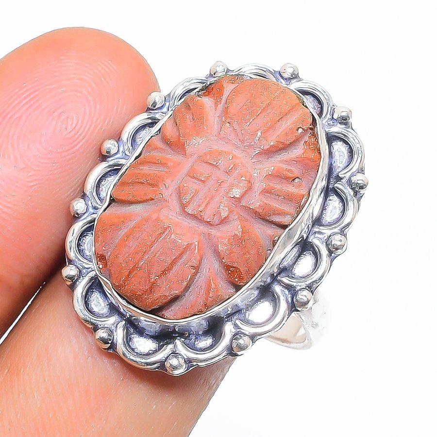 Red Sunstone Handmade 925 Sterling Silver Jewelry Ring Size 10 S5k16