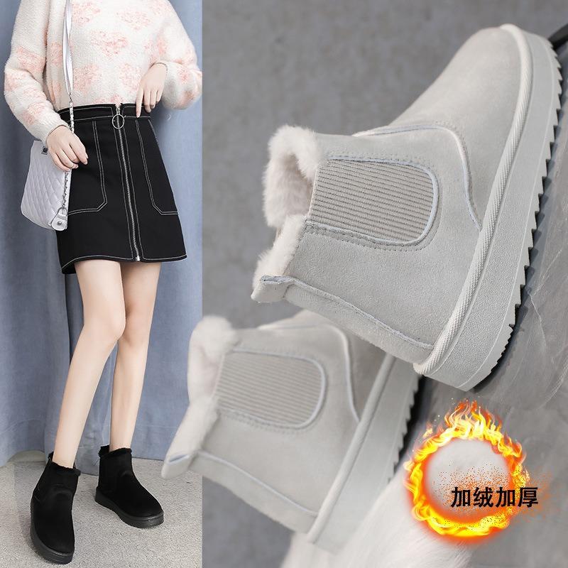 Snow boots women's new thickened and velvet cross-border large size winter fashion warm one-pedal short boots cotton shoes women