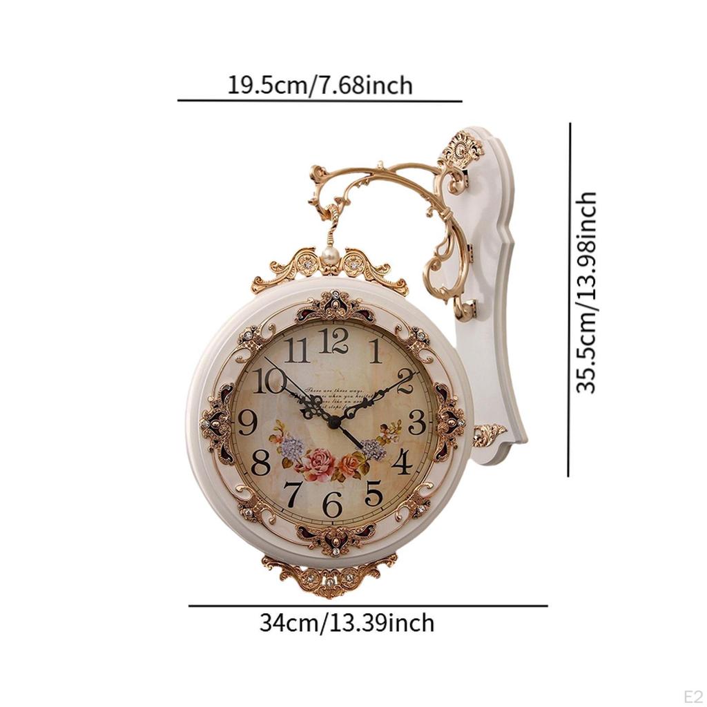 Double Sided Wall Clock Non Ticking Hanging Timekeeper for Home Decor