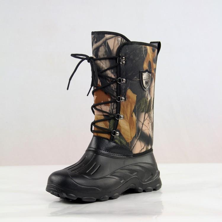 Men's Camouflage High-Top Winter Boots: Waterproof, Insulated, and Durable for Fishing and Snow.