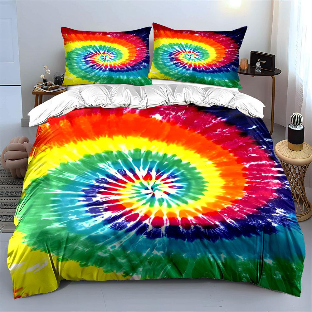 Rainbow spiral tie-dye. Bedding sets Duvet cover sets Duvet covers Pillowcases(1 * Duvet Cover 2 * Pillowcases without duvet insert)