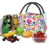Mexikanische Blumen Florale Kunst Thermische Lunchtasche Damen Tragbar Isoliert Kühlertasche für Picknick Strand Arbeit Wiederverwendbare Brotdosen Taschen