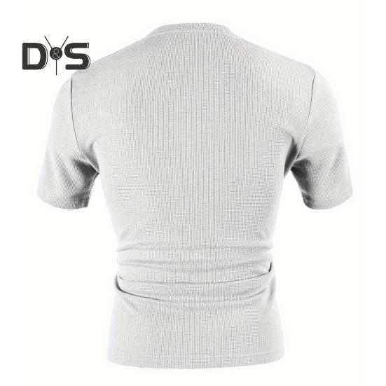 Tricou bărbați cu guler în V, mânecă scurtă, culoare solidă, Slim Fit, moale, respirabil, vară, casual, topuri, purtare zilnică