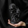 Unique Resin Desktop Decor 3D Printed Double Skull Ornament, Twisted Skeleton Figurine, Gothic Matte Black Statue for Halloween Home Bar & Horror