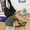 Water-washed canvas sling bag, trendy large-capacity shoulder bag, casual solid colour, student fashion messenger bag