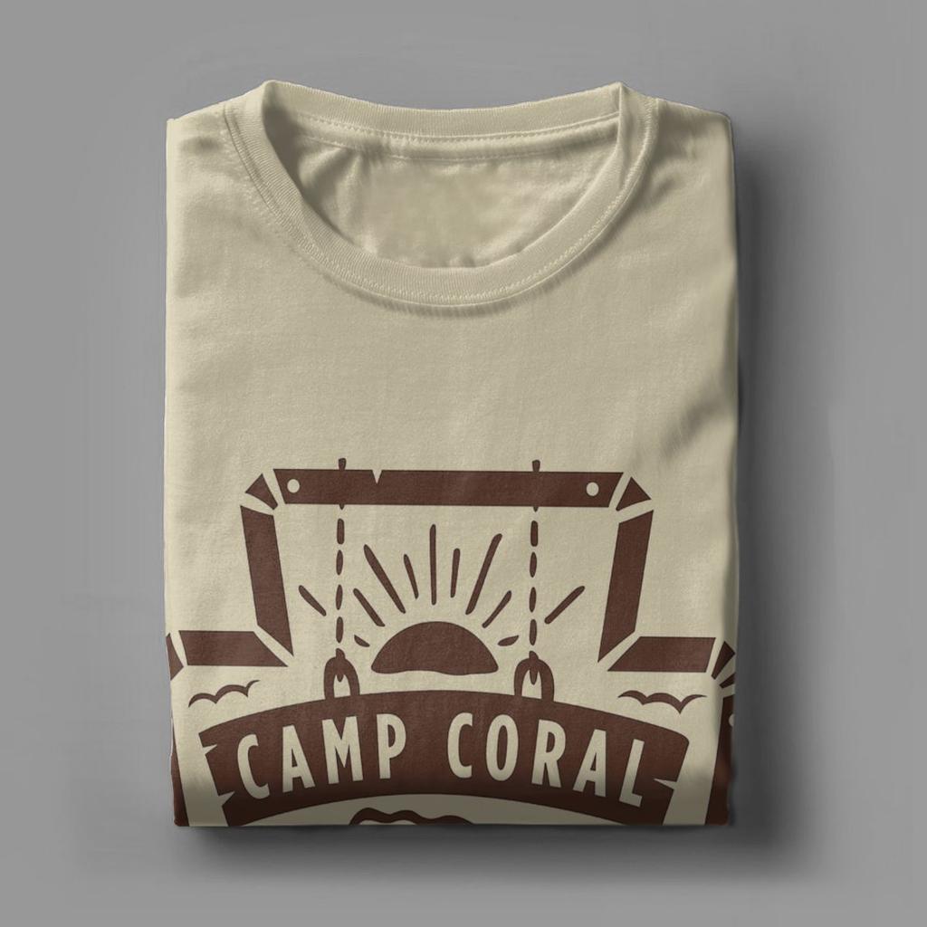 SpongeBobed Movie Camp Coral T-Shirts for Men Vintage Cotton Tee Shirt Crewneck Short Sleeve T Shirt Summer Clothing