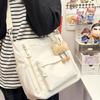 Cream Commuting Crossbody Tote Bag - Large Capacity, Versatile, One-Shoulder Handbag for Students