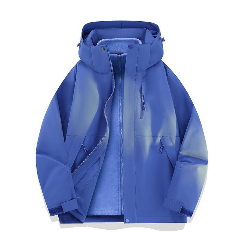 Men Women 3-in-1 Waterproof Windproof Hiking Jacket With Removable Fleece Liner Outdoor Travel Camping