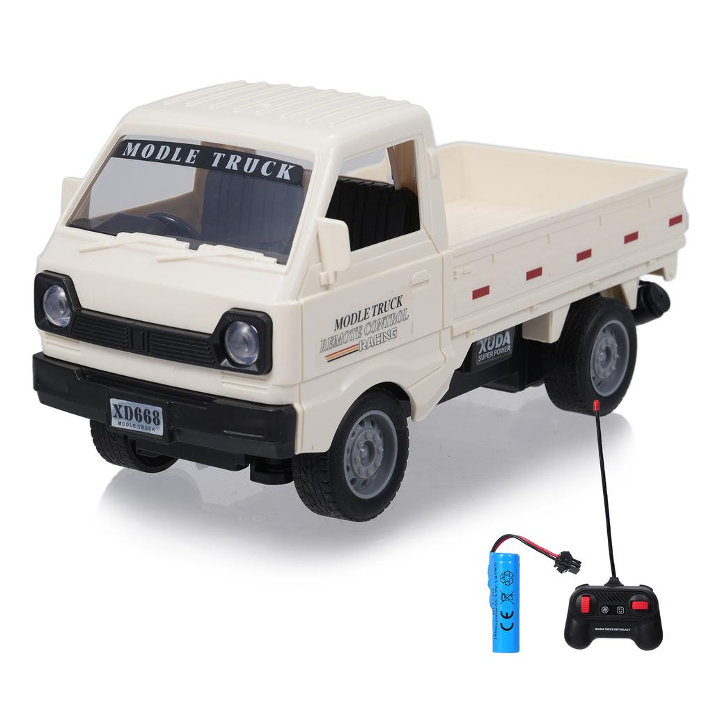 Remote Control Car, Rechargeable Simulation Truck with Spray and Lights, Toy Vehicle for Boys Girls White 1 Battery