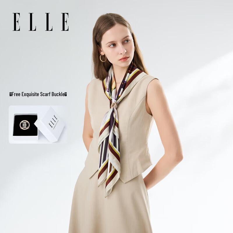 ELLE Floral Print Mulberry Silk Scarf