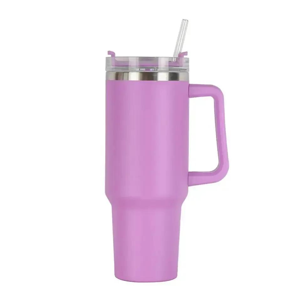 Car Cup Large Capacity Water Cup with Handle and Straw Double-walled Insulated Travel Mug Holiday Gifts 40oz