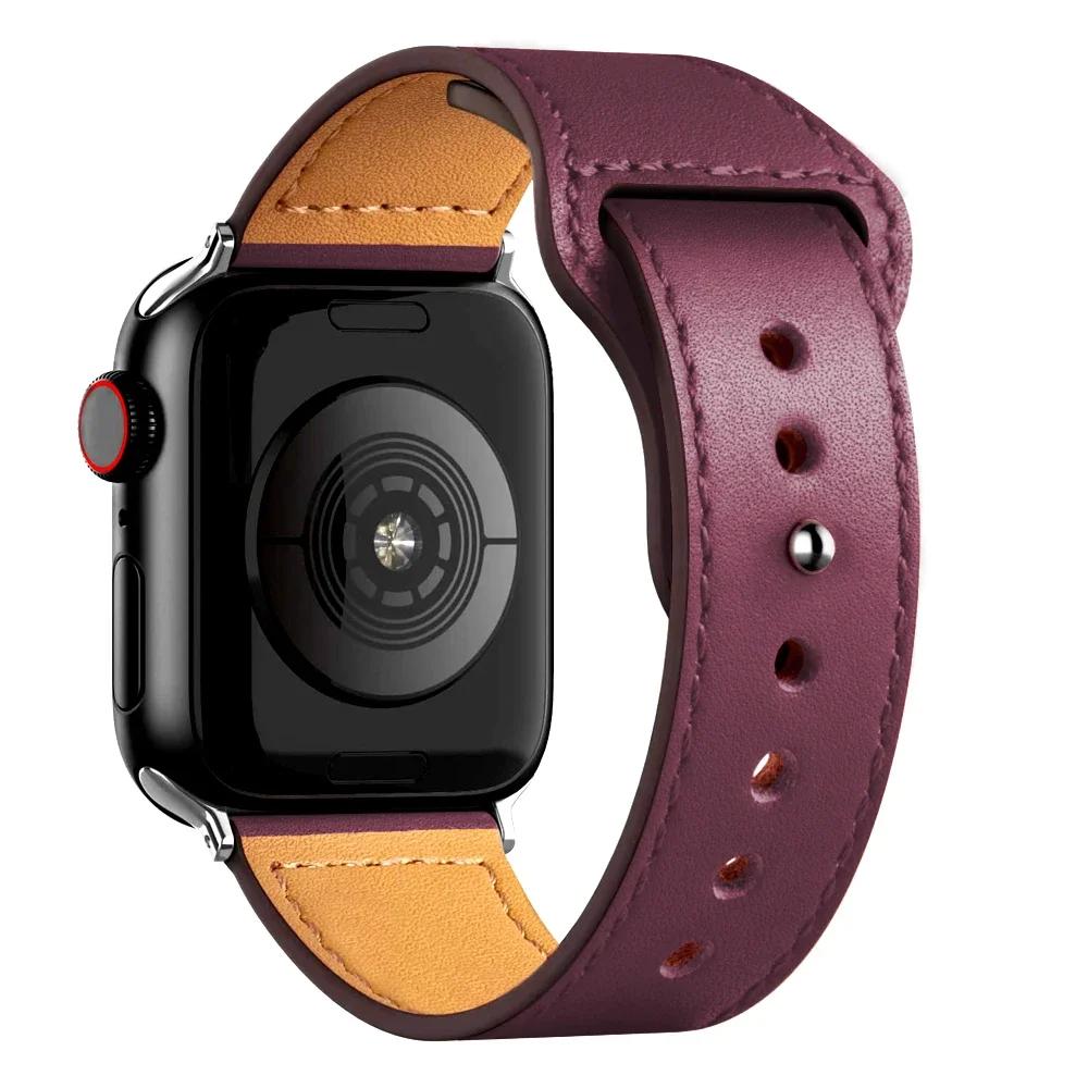 Leather Bands for Apple Watch Ultra 2 49mm 41mm/45mm 44mm 40mm 46mm/42mm Wrist Bracelet Strap IWatch Series 9 8 7 3 4 5 6 10