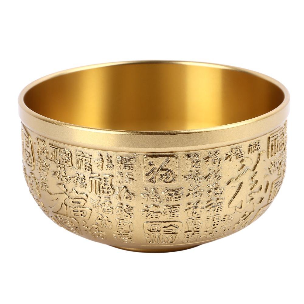 Hundred Blessings Feng Shui Brass Bowl 10cm Brass Treasure Bowl Brass Ornaments Bowl Office Decor