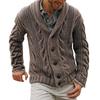 Men Sweatercoat Vintage Style Single-breasted Solid Color V-neck Thread Knitting Male Coat for Office
