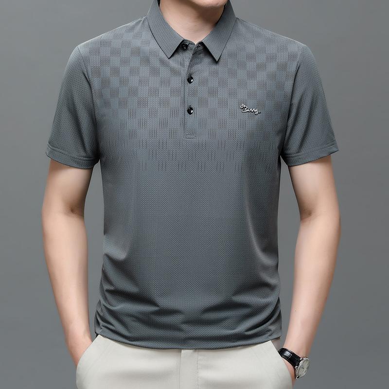 Short Sleeve T-Shirt Medium Men'S Ice Silk Half Sleeve Polo Shirt Loose Top