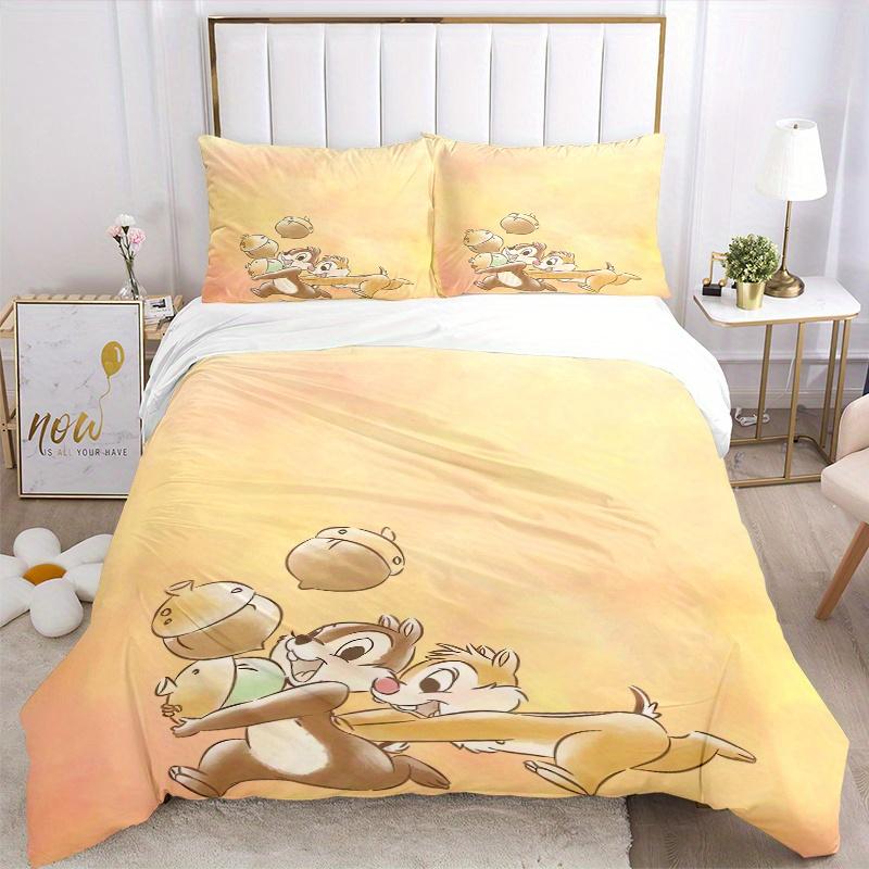 3pcs Charming Chip 'n Dale Acorn Adventure Bedding Set Includes Quilt Cover and Pillowcases, Suitable for All Seasons S009