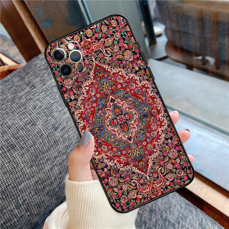 

Персидский ковер Цветочный узор Чехол Для iPhone 14 Plus 11 12 13 15 16 Pro Max Mini Plus XR X XS Max Задняя крышка iPhone 12 mini