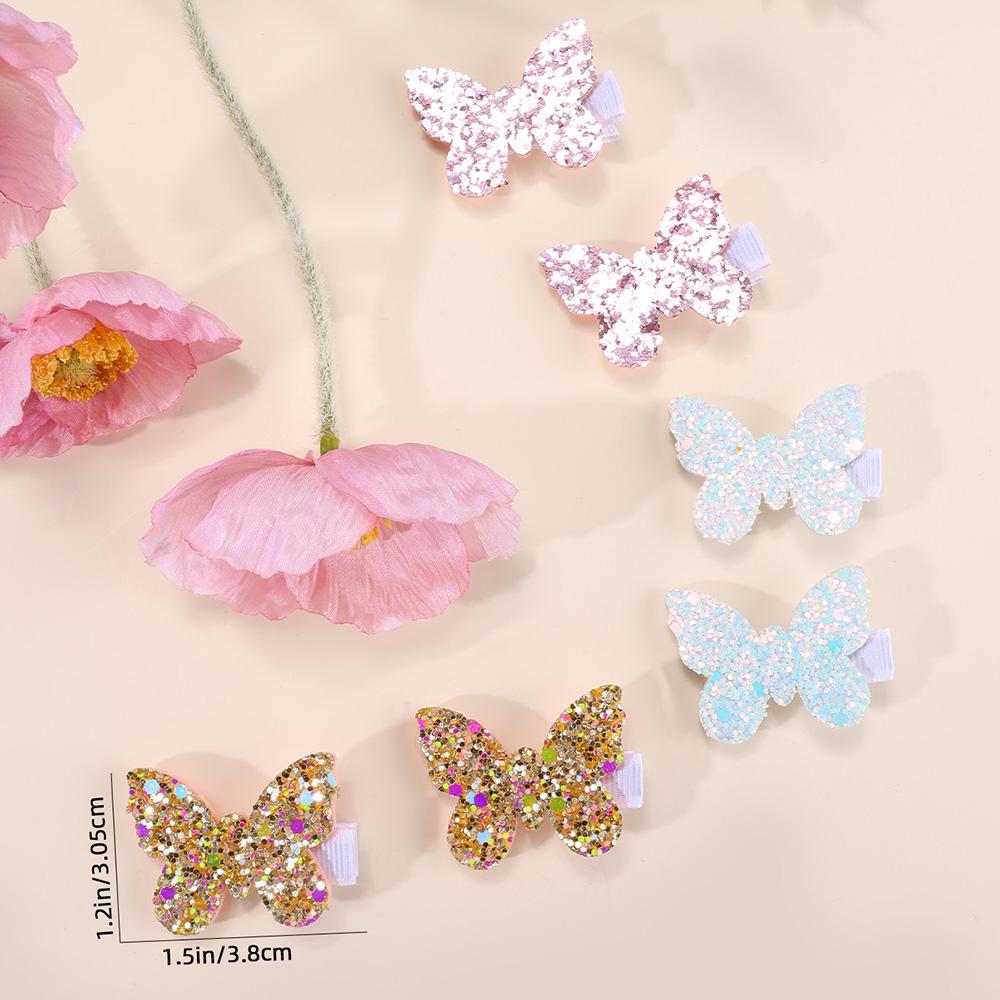 6 Stück Glitzer Schmetterling Haarspange Funkelnde Pailletten Haarnadel Süße Niedliche Haarspange für Baby Mädchen Kinder Kinder Kopfschmuck Accessoires