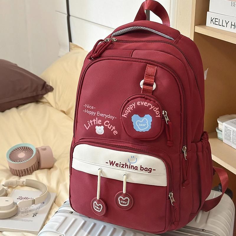 School bag, high value and fresh ins School bag for junior high school students, casual, simple, lightweight and large capacity