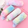 Plush Pencil Case For Girls Kawaii Gradient Color Stationery Storage Bag Zipper Pencil Bag School Office Pouch Purse Storage