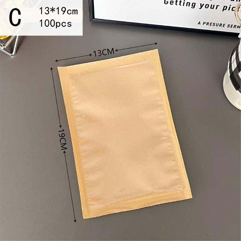 100Pcs Half Clear Plastic Kraft Bread Bag Individual Croissant Loaf Bread Donut Pandesal Pastry Bag