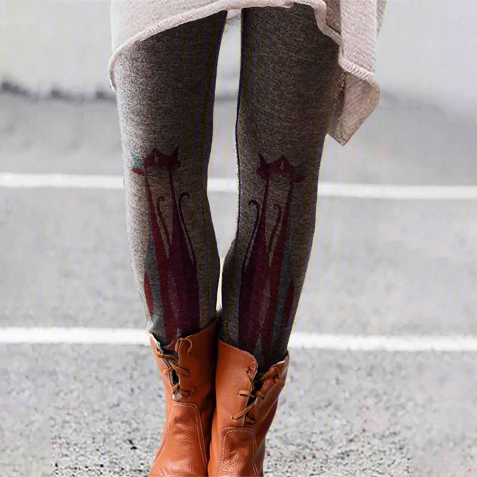 

Женские эластичные универсальные тонкие повседневные длинные брюки с принтом кота, леггинсы S чёрный