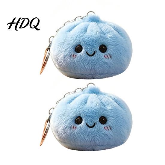 Food Keychain 2Pcs Dumpling Keychain, Soft Plush Squeezable Key Keyring Holder C