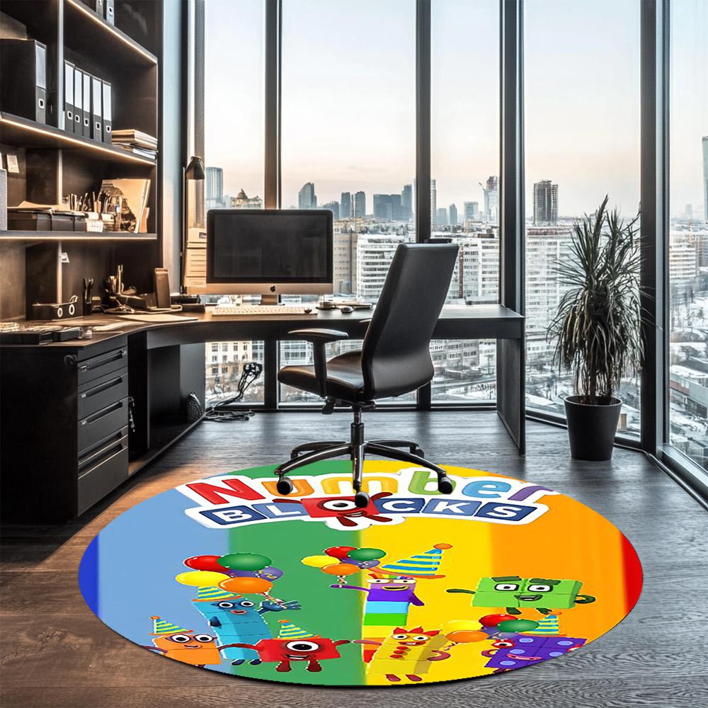 Numberblocks Printed Round Rug Carpet Chair Rug Area Rug Entryway Doormats,for Office Chair Living Room Bedroom Kitchen Room.