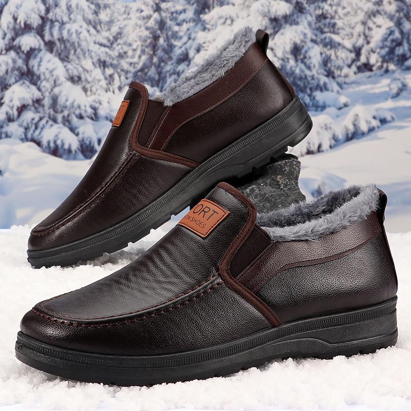 Medium Men's Cotton Shoes, Piled and Thickened Non-slip Soft-soled Thermal Cotton Shoes