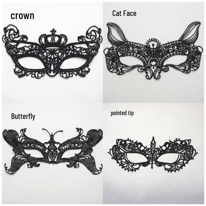 Černá krajková královská oční maska na Halloween nebo kostýmové večírky