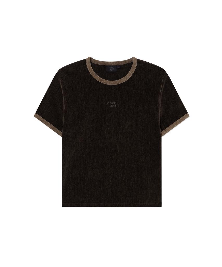 COVERNAT WOMAN Velour Short Sleeve Tee Chocolate
