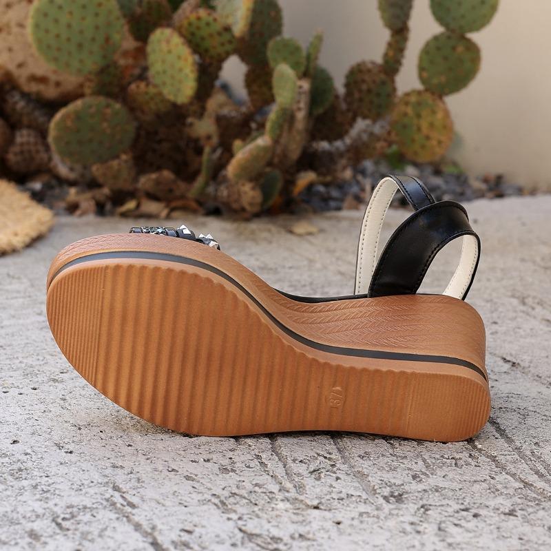 Sandali da Donna con Zeppa e Plateau, Taglie Forti, Suola Spessa, Plateau Chunky, Sandali da Spiaggia