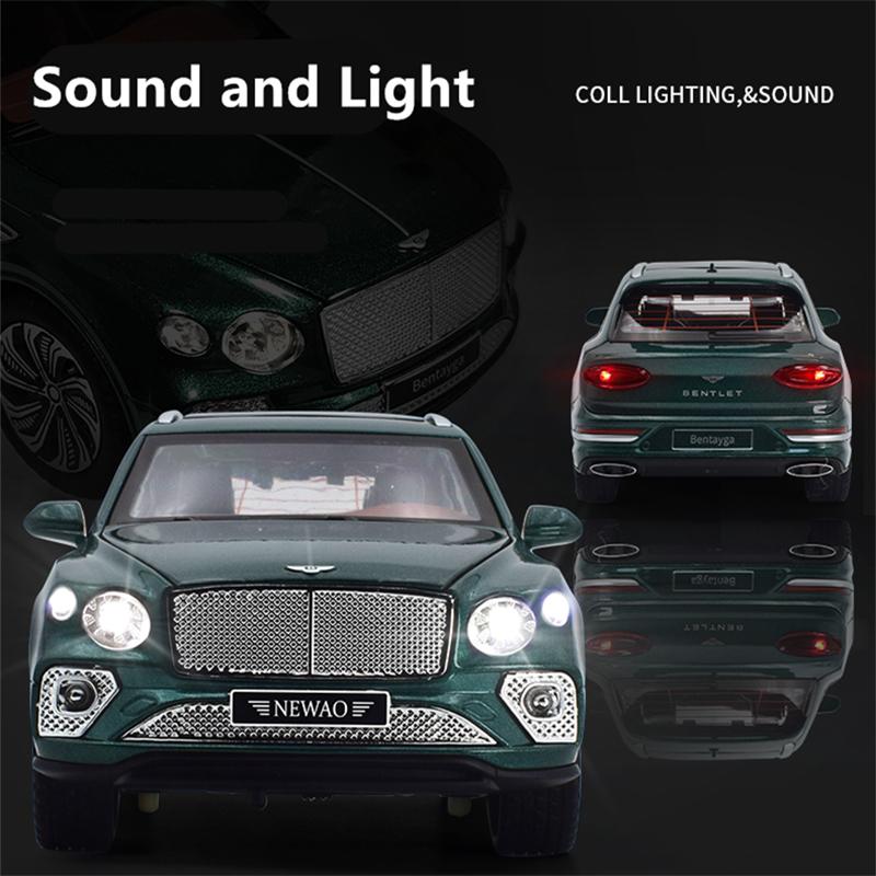 1/24 Bentley Bentayga SUV Alloy Luxy Car Model Diecast Metal Toy Vehicles Car Model Simulation Sound and Light Collection Gift