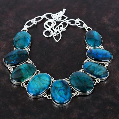Neon Flash Κολιέ Labradorite Χειροποίητο κόσμημα Κολιέ από ασήμι 925 Κολιέ με ρυθμιζόμενη αλυσίδα Κολιέ με αξιοπρεπή πολύτιμους λίθους Δώρο για αυτόν