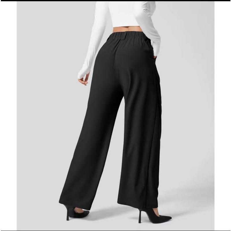 Fashion Loose Plus Size Women Pants New Casual Pleated Elegant Office Long Pants Ladies Woman Solid Color High-waisted Wide-leg Pants Loose Trousers