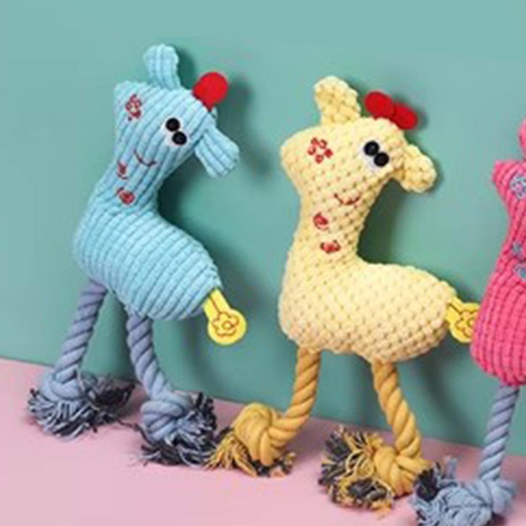 Peluche per cani Cucciolo da masticare Corda intrecciata Flanella Forma di giraffa Sicuro Carino per la pulizia dei denti degli animali domestici Cielo